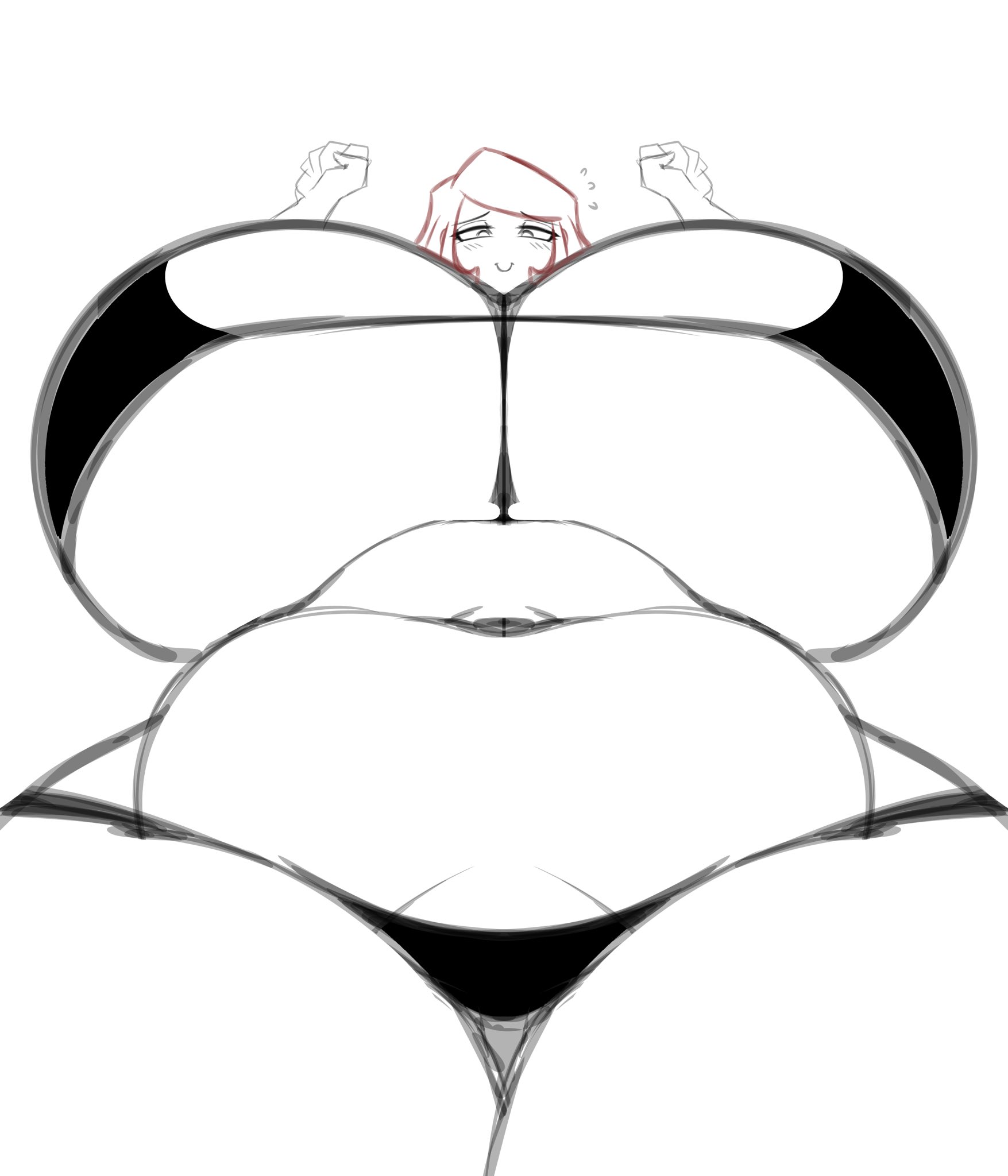 attackheat, barely contained, barely contained breasts, barely fits, bikini, breasts too big, chubby, chubby female, female, imminent wardrobe malfunction, looking at own breasts, looking at viewer, looking down, looking down at breasts, looking down at self, looking down at viewer, mommy, sketch, straining clothing, tagme, tight bikini, tight fit, tight swimsuit, tight swimwear, too tight, undersized clothes, undersized clothing, veronica's mother (saltynoodles)