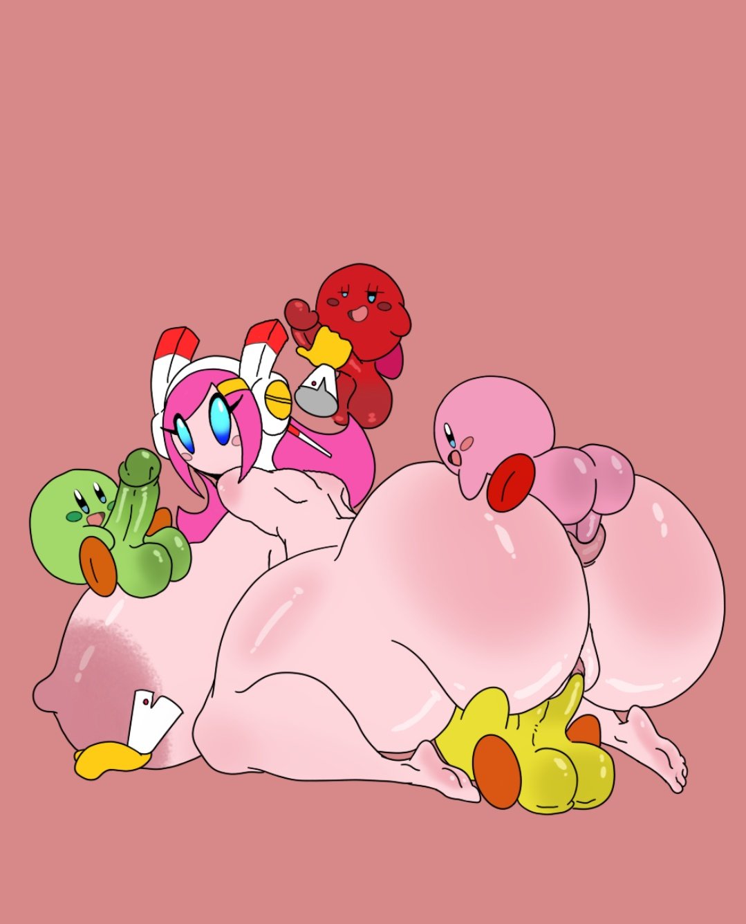 1girls, 2024, 4boys, alien, alien girl, anal, anal sex, barefoot, blue eyes, breasts, female, handjob, huge ass, huge breasts, hyper ass, hyper breasts, kirby, kirby (series), larger female, male, nintendo, penis, pink hair, pussy, sex, simple background, small dom big sub, smaller male, susanna patrya haltmann, susie (kirby), vaginal penetration, vaginal sex, whispmuffin