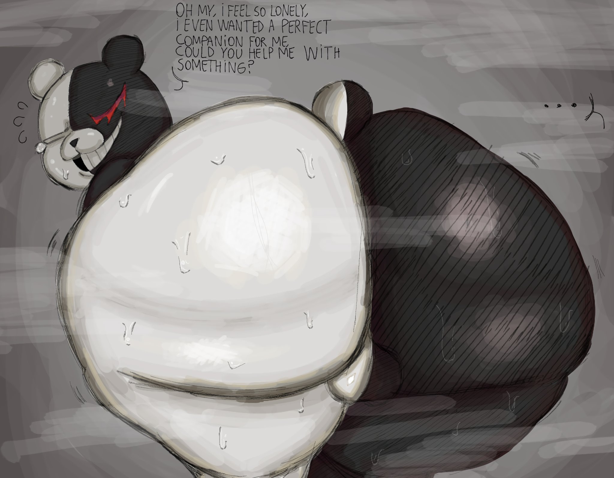 1boy, animal humanoid, ass, backsack, balls, ballsack, bending over, big ass, big butt, black body, bubble ass, bubble butt, butt, closed eyes, danganronpa, english text, fat ass, fat butt, fur, furry, furry focus, furry male, furry only, gay, hips, huge ass, huge butt, humanoid, hyper, hyper ass, hyper butt, hyper hips, lolbear 9, looking back, looking over shoulder, male, male focus, male only, monokuma, musk, musk clouds, musky, musky butt, no sex, nonhuman, obese, overweight, overweight male, presenting hindquarters, robot, robot humanoid, short tail, solo, solo male, spike chunsoft, standing, sweat, sweatdrops, sweaty, sweaty ass, sweaty body, sweaty butt, tagme, tail, talking, talking to another, text, thicc, thick thighs, thighs, two-tone body, ursid, ursine, voluptuous, voluptuous body, voluptuous male, white body
