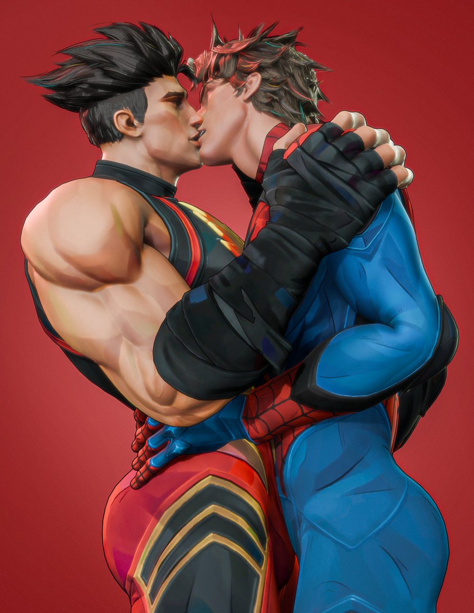 ass, big ass, big ass (male), big butt, bubble ass, bubble butt, closed eyes, clothed, eross 3d, gay, huge ass, huge butt, iron fist, iron fist (marvel rivals), iron fist (phoenix fist), kiss, kissing, lin lie, makeout, male, male only, marvel, marvel comics, marvel rivals, muscular, muscular male, peter parker, romantic, round ass, round butt, spider-man, spider-man (marvel rivals), thick ass, thick butt, yaoi