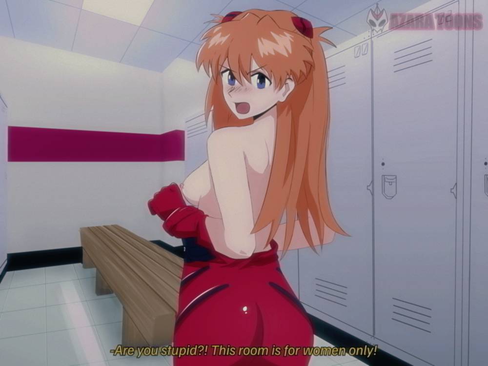 1girls, asuka langley sohryu, breasts, caught naked, caught off guard, female, female only, neon genesis evangelion, plugsuit, solo, tagme