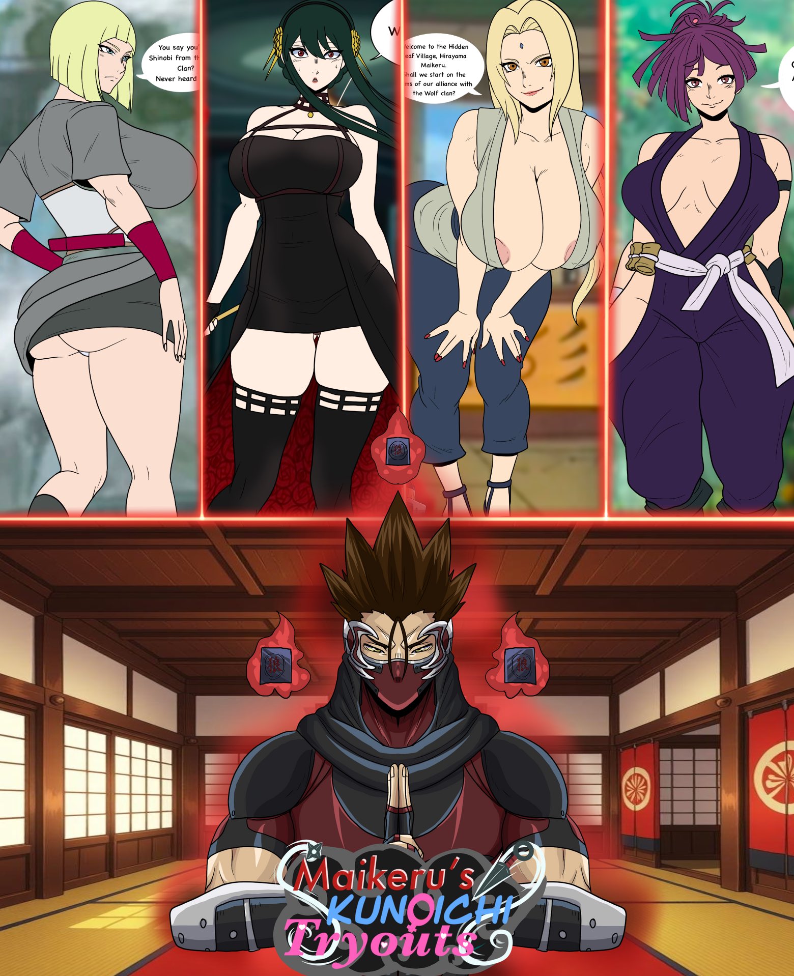 4girls, big ass, big breasts, big thighs, breasts, curvaceous, curvy, curvy figure, digital media (artwork), female, hips, hourglass figure, huge ass, huge breasts, huge thighs, jigokuraku, kimono, kunoichi, large ass, large breasts, large thighs, legs, light skin, light-skinned female, maikeru kunoichi tryouts, mature, mature female, multiple females, multiple girls, naruto, naruto (series), naruto shippuden, ninja, ninja-8004, samui, shounen jump, slim waist, spy x family, thick, thick hips, thick legs, thick thighs, thighs, tsunade, voluptuous, waist, wide hips, wide thighs, yor briar, yor forger, yuzuriha (jigokuraku)