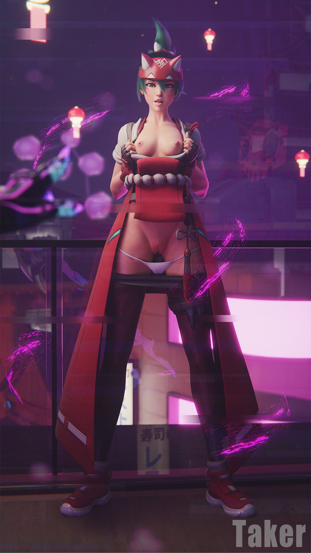 1girls, 3d, 3d (artwork), areola, areolae, asian, asian female, blender, blender (software), blender cycles, blizzard entertainment, breasts, brown eyes, dyed hair, dyed-hair, exposed breasts, exposed pussy, female, female focus, hacking, japanese, japanese female, kiriko (overwatch), kiriko kamori, labia, labia majora, labia minora, latina, latina female, leggings, leggings down, legs, legs apart, long hair, long legs, medium breasts, mexican, mexican female, nipples, olivia colomar, overwatch, overwatch 2, panties, panties down, ponytail, pussy, shaved crotch, shaved pussy, shoes, small breasts, sneakers, sombra, standing, standing sex, takerskiy, vagina