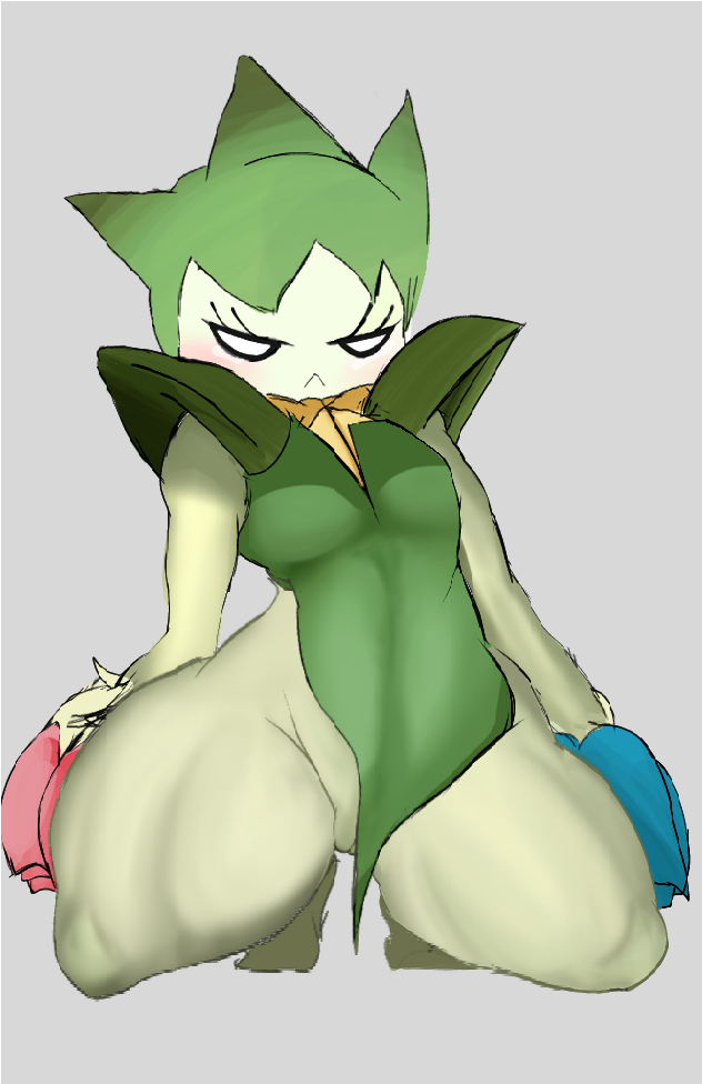 1girls anthro big_ass green_skin nintendo pokémon_(species) pokemon pokephilia roselia thighs wide_hips