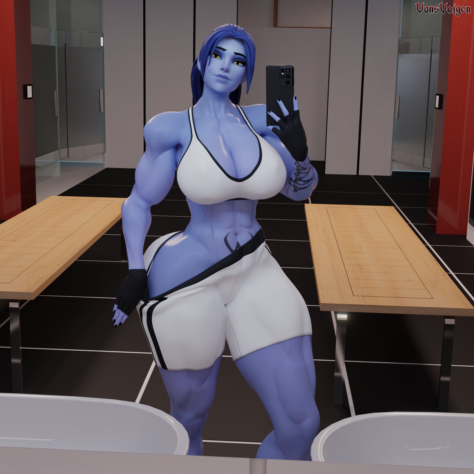 1girls, 3d, activision, amelie lacroix, ass, big ass, big breasts, big thighs, blizzard entertainment, blue body, blue skin, blue-skinned female, breasts, bubble ass, bubble butt, bust, busty, chest, curvaceous, curves, curvy, curvy figure, female, female only, gym, hips, hourglass figure, huge ass, huge breasts, large ass, legs, mature, mature female, muscular, muscular female, overwatch, overwatch 2, selfie, slim waist, thick, thick ass, thick hips, thick legs, thick thighs, thighs, voluptuous, voluptuous female, vonsvaigen, waist, wide hips, wide thighs, widowmaker