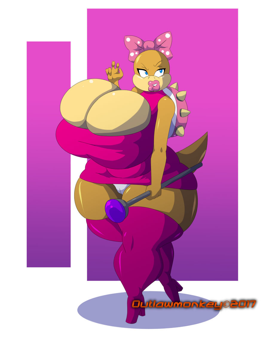 1girls anthro big_breasts boob_window cleavage clothing huge_breasts hyper_breasts mario_(series) outlaw_monkey_x solo thick_lips thick_thighs thunder_thighs tight_clothing upskirt wendy_o._koopa wide_hips yellow_body yellow_scales