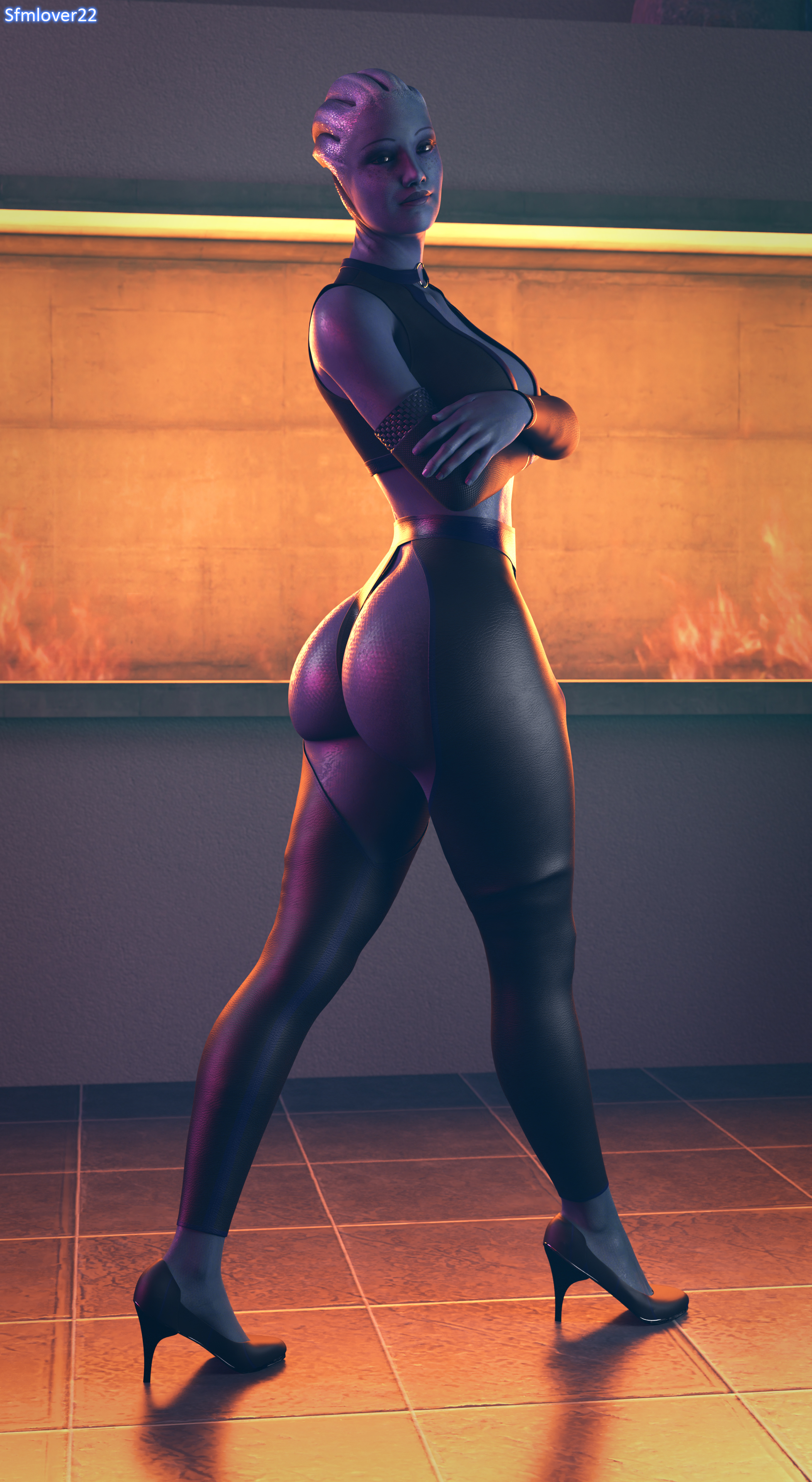 1girls, 3d, asari, ass, big ass, female, female only, high heels, liara t'soni, mass effect, sfmlover22, solo