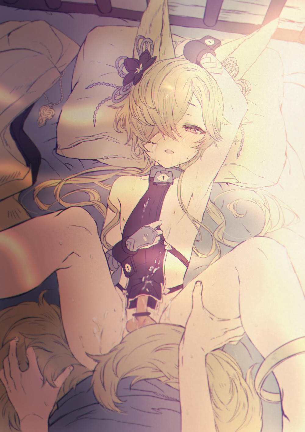 2boys anal androgynous fox fox_ears fox_tail fushimiduka gay granblue_fantasy kitsune kou_(granblue_fantasy) thick_thighs