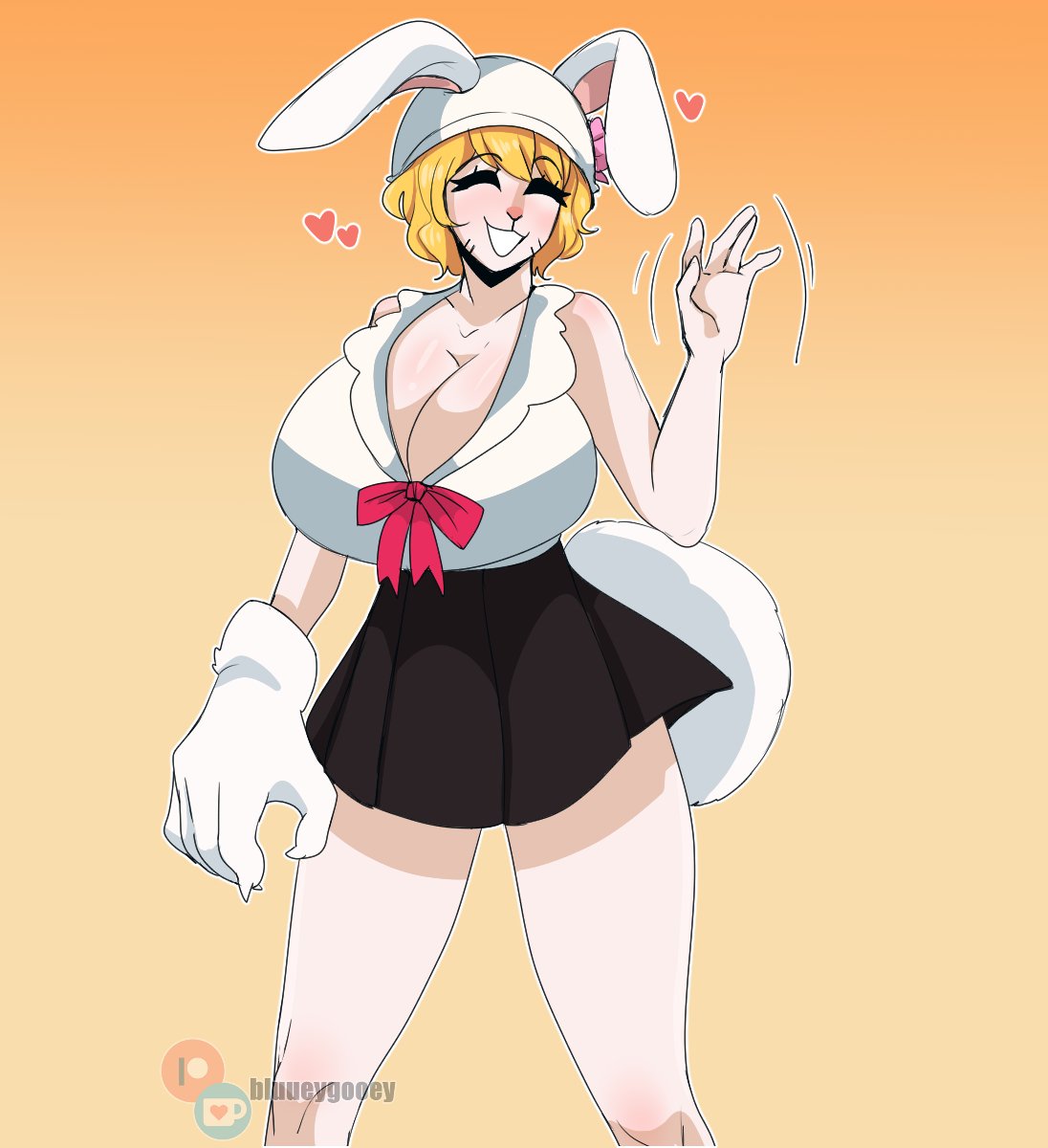 :3, 1girls, alternate breast size, bluueygooey, breasts, busty, carrot, carrot (one piece), cleavage, curvy, female, female only, humanoid, one piece, rabbit ears, rabbit humanoid, shounen jump, skirt