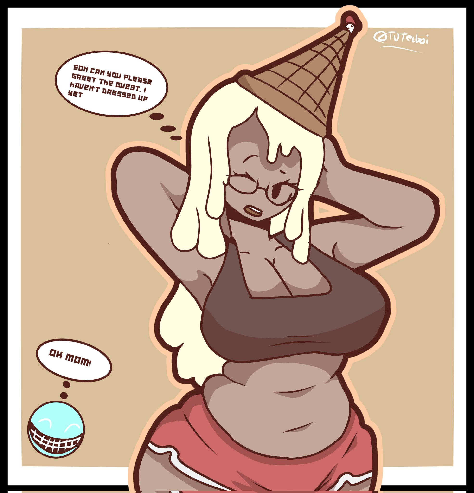 118o8, 1girls, big breasts, bluudud (forsaken), breasts, chubby, chubby female, clothed, clothing, fat, female, forsaken (roblox), ice cream hair, looking at viewer, roblox, roblox game, tutelboi