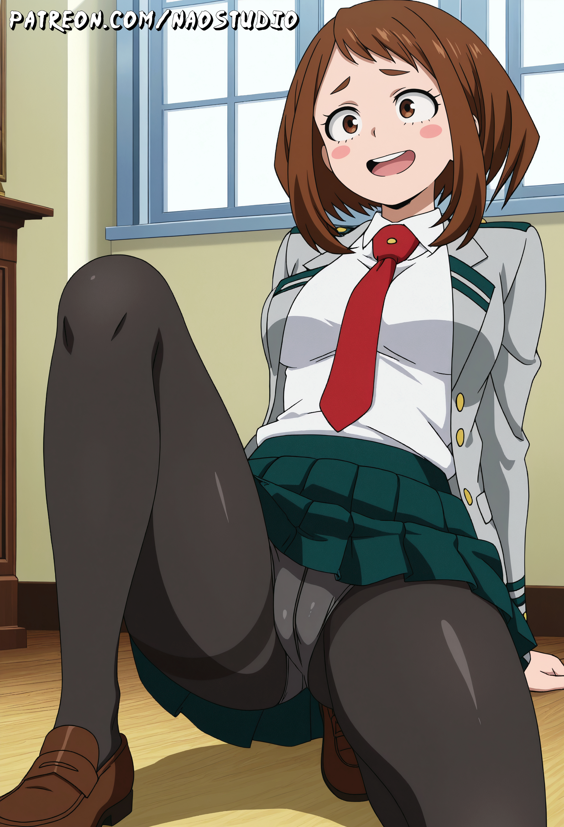 ai generated, ass, big breasts, breasts, brown eyes, brown hair, hero outfit (mha), my hero academia, naked, naostudio, ochako uraraka, ochako uraraka (hero outfit), thick thighs