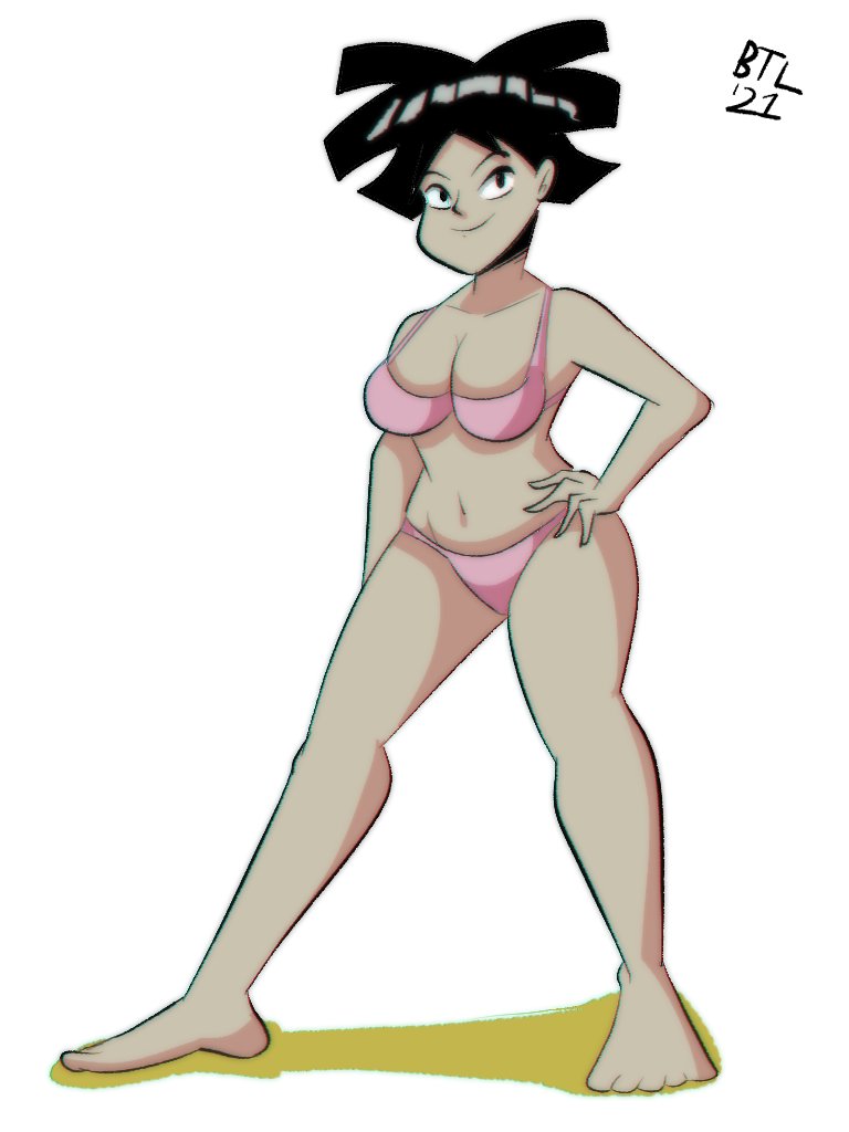 1girls 2021 5_fingers 5_toes amy_wong benthelooney bikini black_eyes black_hair cute female futurama pink_bikini tagme