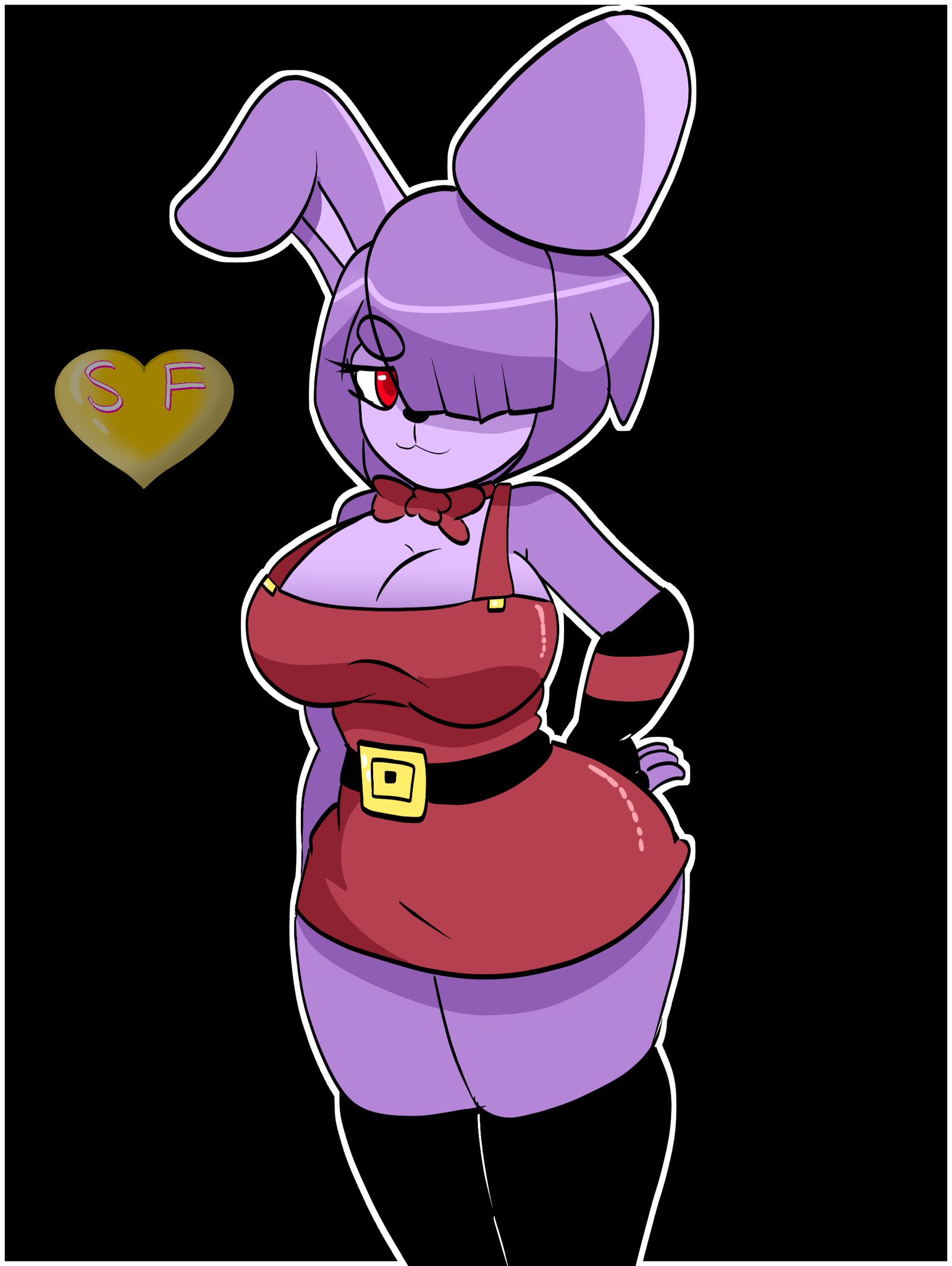 bonfie, bonfie (cryptia), bonnie (cally3d), bonnie (fnaf), cally3d, clazzey, cryptiacurves, dress, fazclaire's nightclub, female, five nights at freddy's, fnaf, fredina's nightclub, looking at viewer, purple hair, red dress, red eyes, scottgames, solo, sugarfreespice, tagme
