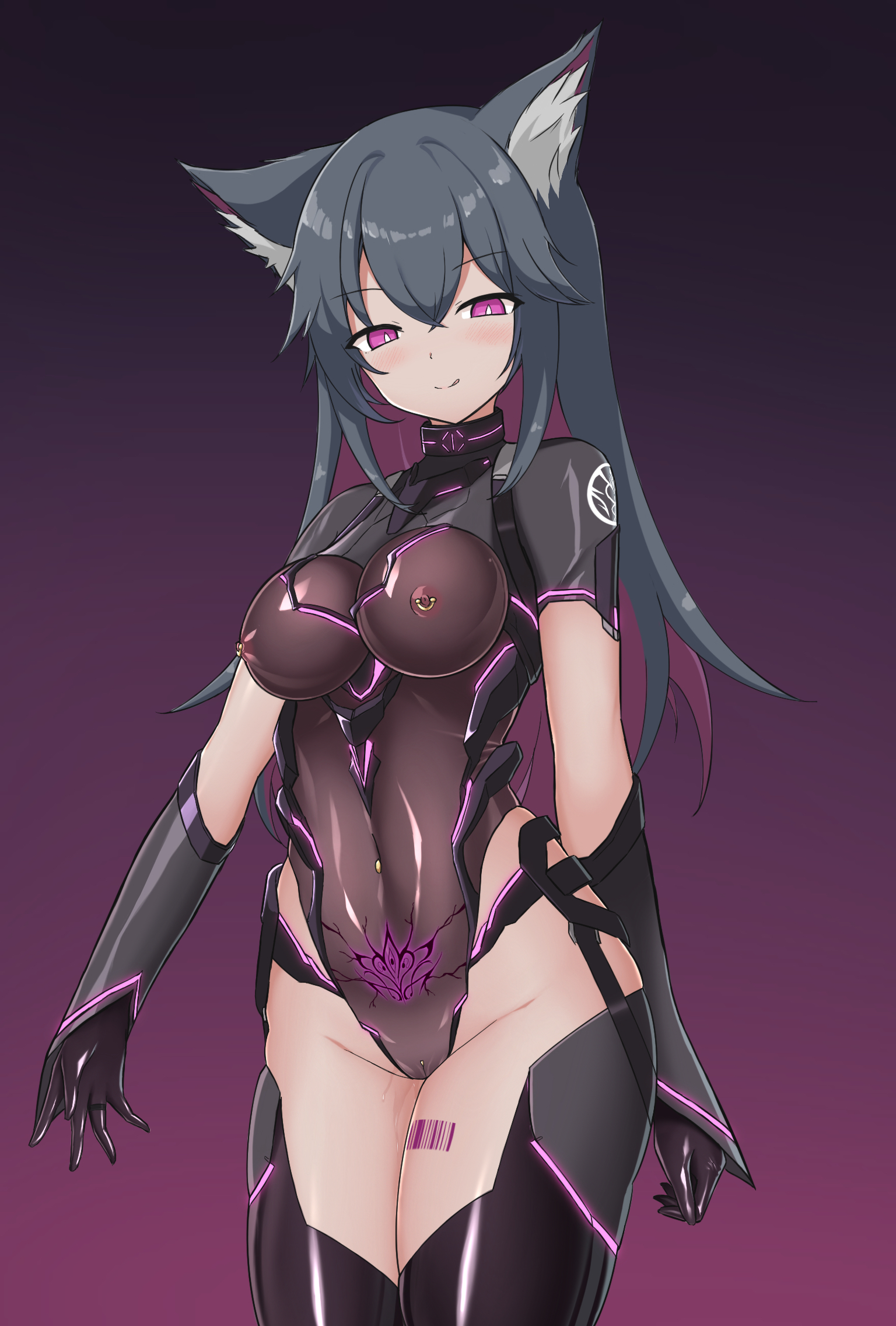 1girls, arknights, barcode, big breasts, breasts, clothing, female, nipple bulge, nipple piercing, nipples, nipples visible through clothing, piercing, pubic tattoo, pussy, pussy visible through clothes, see-through, texas (arknights), thick thighs, thighhighs, thighs, wolf, wolf ears, wolf tail, wonder turkey