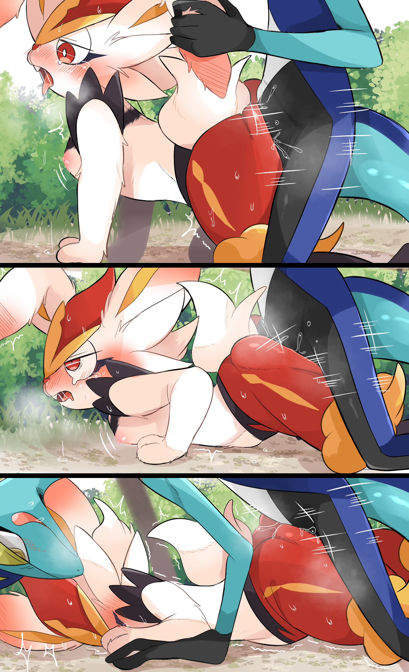 1boy, 1girls, 5 fingers, ahe gao, all fours, ambiguous penetration, anthro, anthro on anthro, anthro penetrated, anthro penetrating, anthro penetrating anthro, black hands, blue body, blush, bodily fluids, breasts, cinderace, doggy style, dripping, duo, ear blush, female, female cinderace, female on bottom, female penetrated, female pokemon, femsub, fingers, from behind position, fur, hi res, holding ears, inteleon, lagomorph, leporid, licking, licking lips, lizard, looking pleasured, lying, male, male on top, male penetrating, male penetrating female, male pokemon, male pokemon/female pokemon, male/female, maledom, mammal, motion lines, nintendo, nipples, on bottom, on front, on top, penetration, penile, penile penetration, penis, pink nipples, pokémon (species), pokemon, pokemon (species), pokemon ss, prrrrrrmine, reptile, rough sex, saliva, saliva drip, saliva on tongue, scalie, sequence, sex, small breasts, speed bump position, stomach bulge, sweat, tears, tongue, tongue out, video games, white body, white fur, white tail