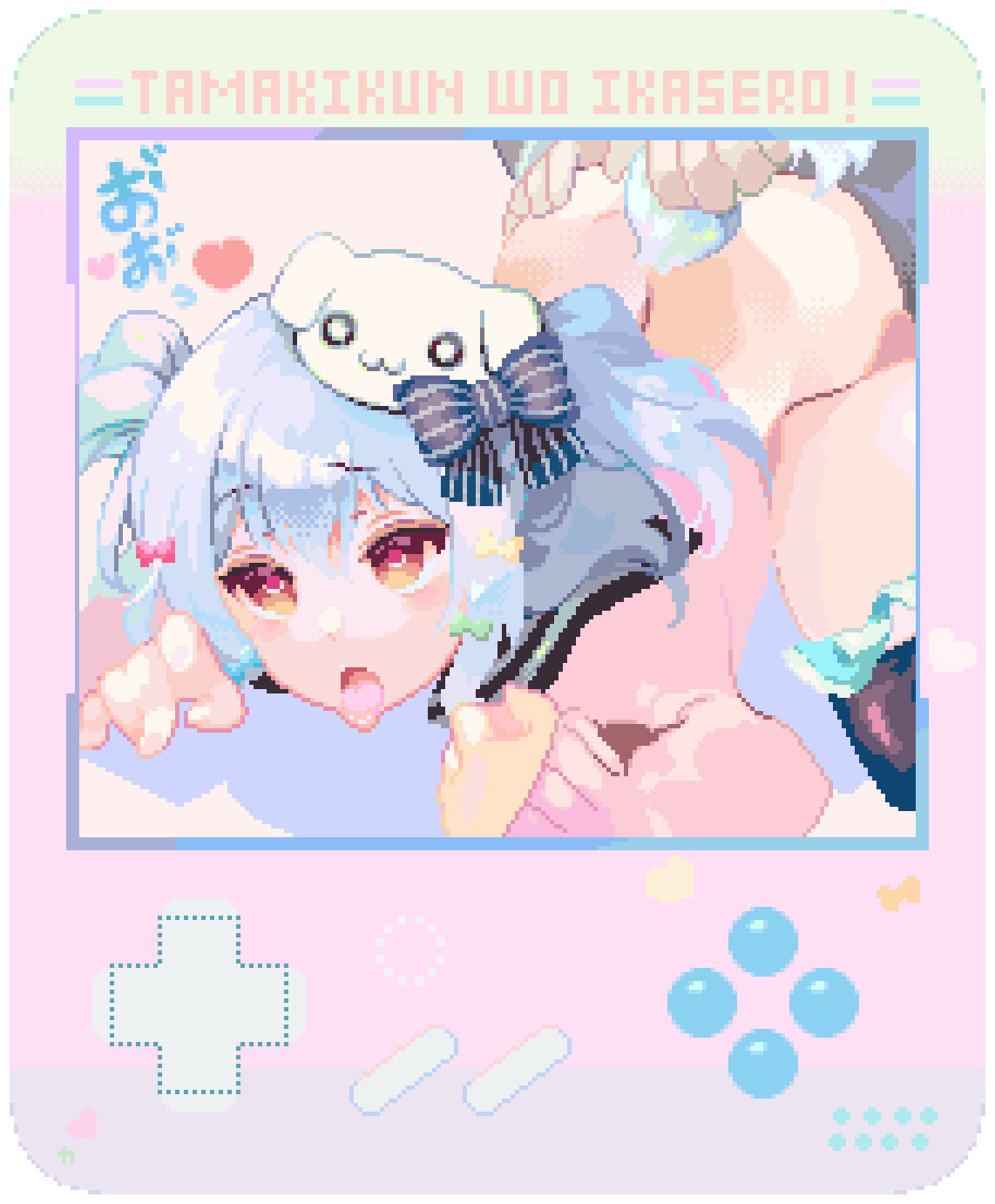 ahe_gao anal ass ass_up blue_hair crossover femboy inuyama_tamaki kayoluha noripro otoko_no_ko pastel pixel_art red_eyes tongue_out transparent_background trap virtual_youtuber