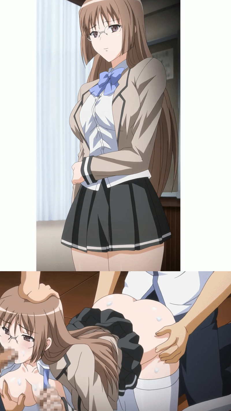 10s, 1girls, 2010s, 2011, 2d, 3boys, 9:16, animated, black hair, censored, doggy style, fellatio, female, from behind, gif, glasses, group sex, long hair, male, oral, stockings, sucking, suzuki mirano, teacher, uniform, vertical video, very long hair, wana -hakudaku mamire no houkago-, white stockings, yellow hair