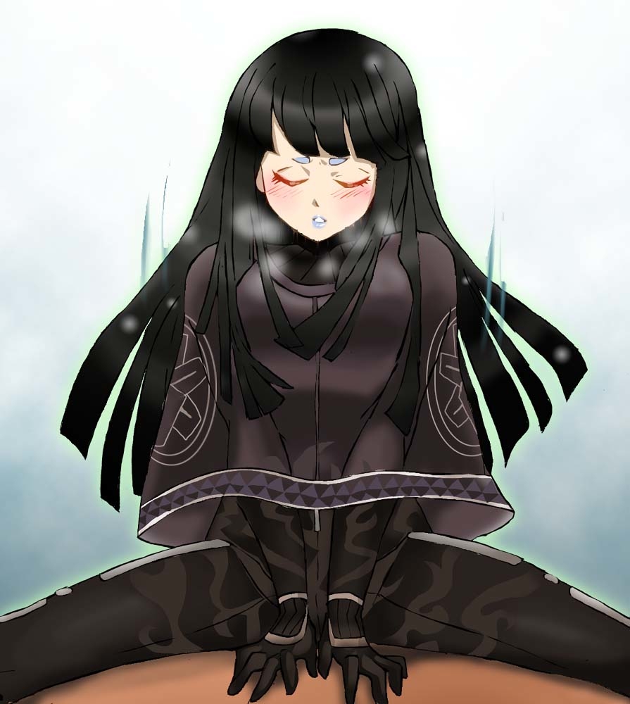 black_gloves black_hair closed_eyes shin_megami_tensei shin_megami_tensei_iv shin_megami_tensei_iv_final teeth_clenched toki_(shin_megami_tensei_iv_final) white_skin