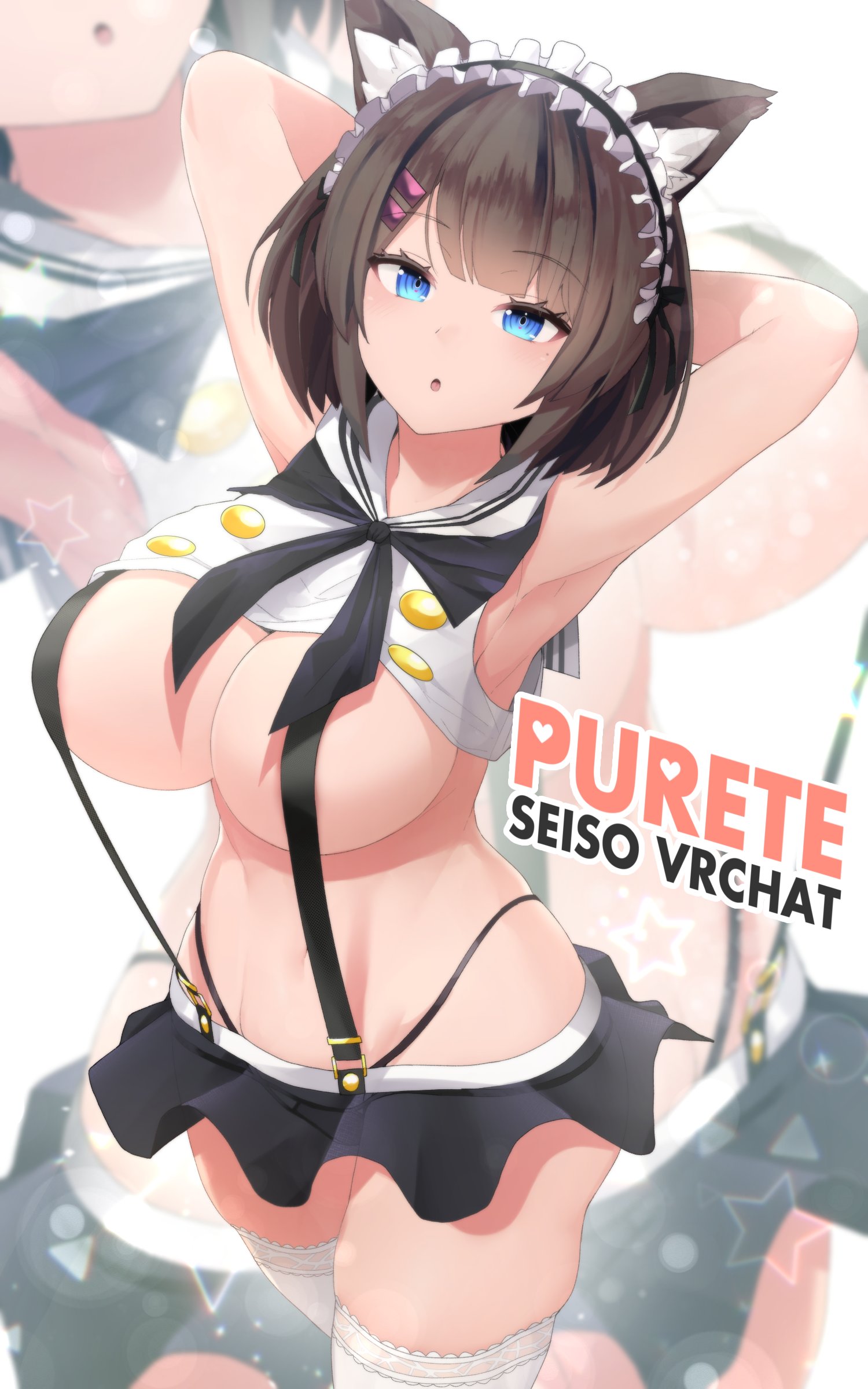 1girls, breasts, cat girl, catgirl, female, female only, huge breasts, sinensian, solo, thick thighs, thighhighs, voluptuous, wide hips