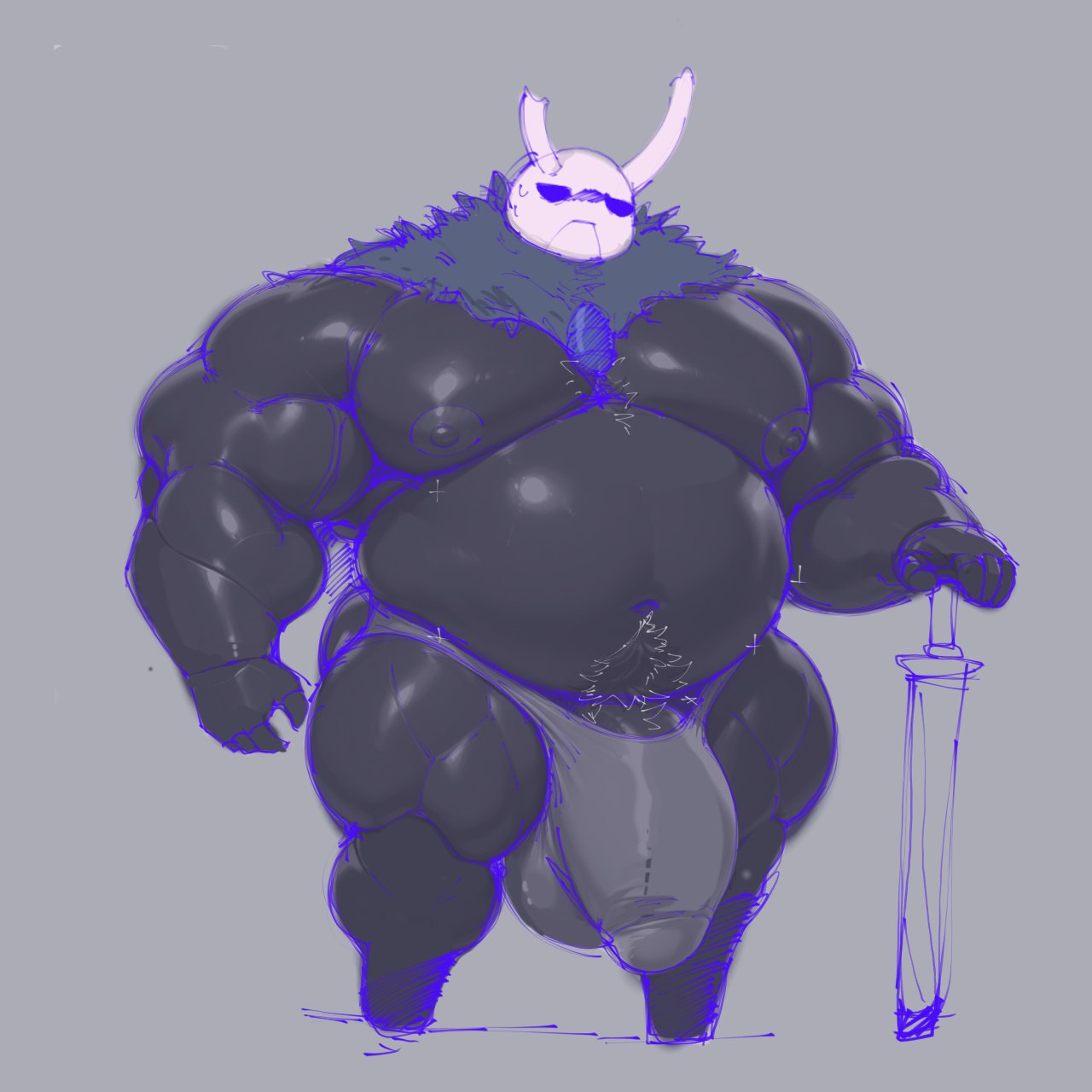 abbamusa410791, balls, bara, big balls, big bulge, big penis, black body, bulge, flaccid, hollow knight, insect, male, male only, musclegut, muscles, muscular, overweight, penis, solo, solo male, zote, zote the unmighty