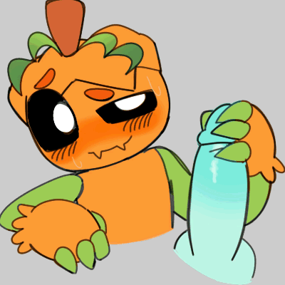 animated, blue body, blush, blushing, cock in hand, codslasher, cub, dandy's world, dandys world, deadtoons, gay, gourdy (dandy's world), handjob, male only, orange body, roblox, soulvester, soulvester (dandy's world), stroking penis