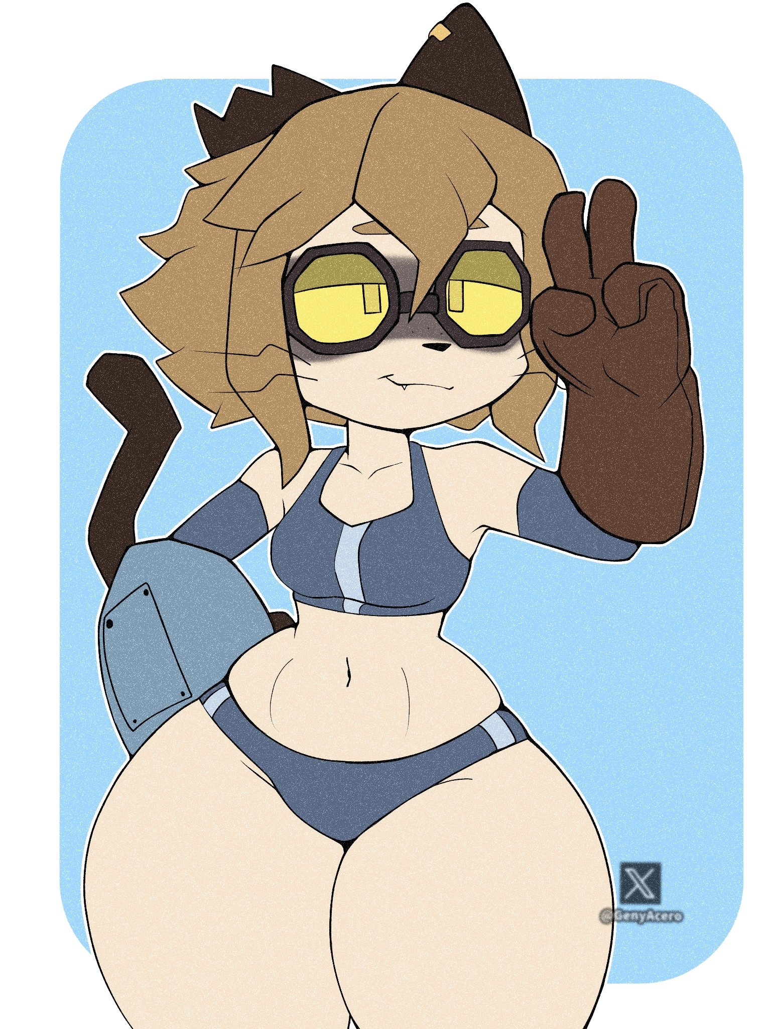 1girls, anthro, anthrofied, feline, female, female only, gameoverse, genyacero, scratch (gameoverse), solo