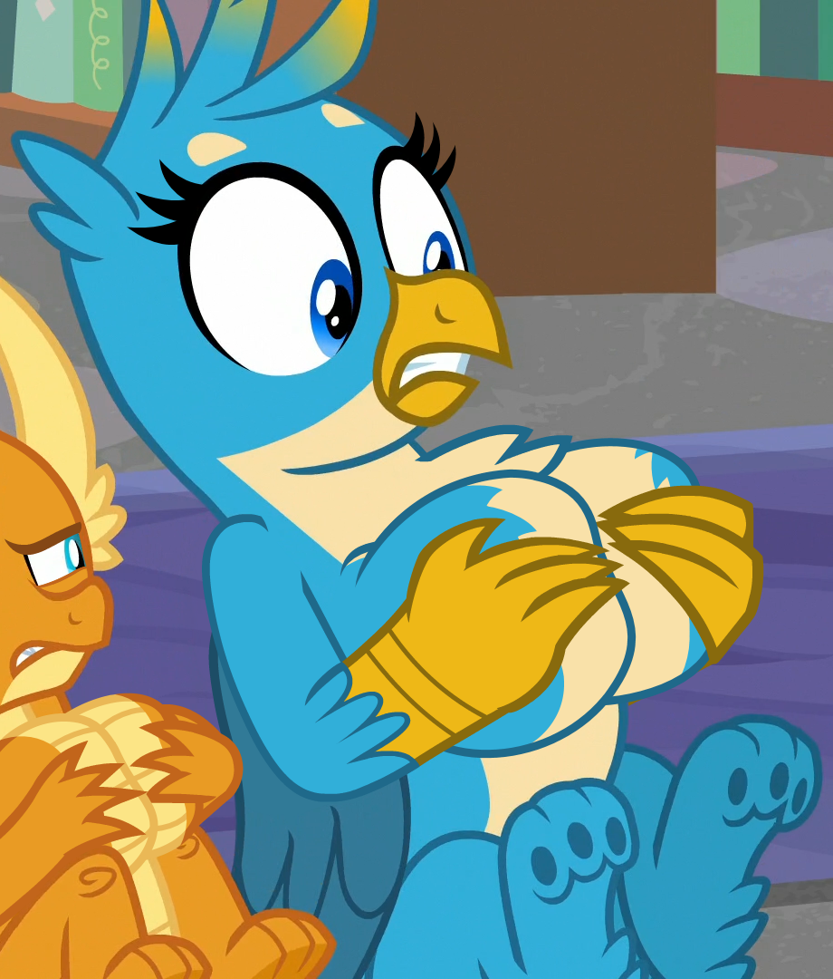 big_breasts breasts female friendship_is_magic gallus_(mlp) griffin hands_on_breasts my_little_pony rule_63 smolder_(mlp) tagme