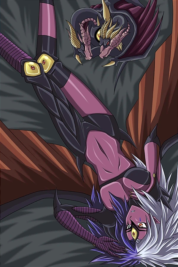 1girls big_breasts blackdog_(artist) breasts cat_ears cat_tail female forehead_eye monster_girl multi_eye nipples panties solo thighs wings yu-gi-oh! yu-gi-oh!_gx yubel