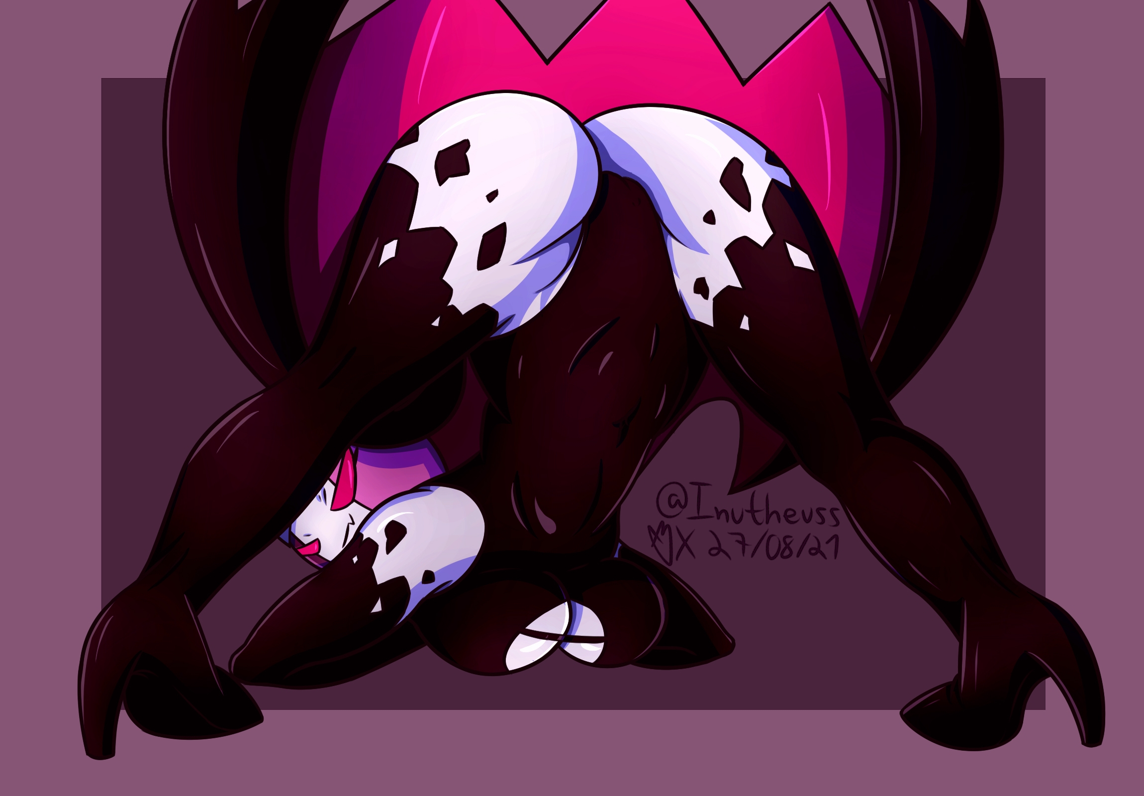 1girls, ass, ass up, big breasts, breasts, demon, demon girl, demon wings, eye contact, female, female only, friday night funkin, high heel boots, inutheuss, jack-o pose, large breasts, leotard, looking at viewer, mid-fight masses, nun, sarvente (dokki.doodlez), thick thighs, tight clothing