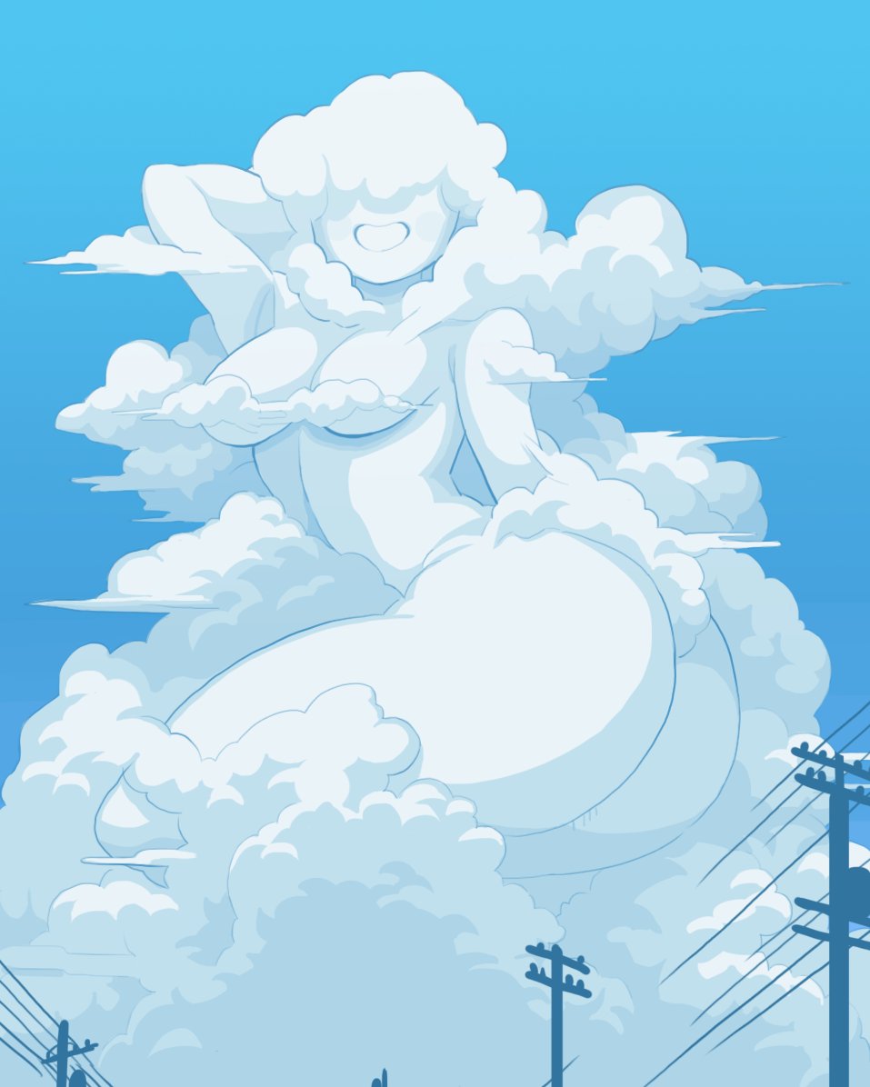 1girls, 2021, anthro, ass, breasts, cloud, cloud creature, cloud humanoid, female, gashi-gashi, hair over eyes, solo, solo female, tagme, thick, thick ass, thick thighs