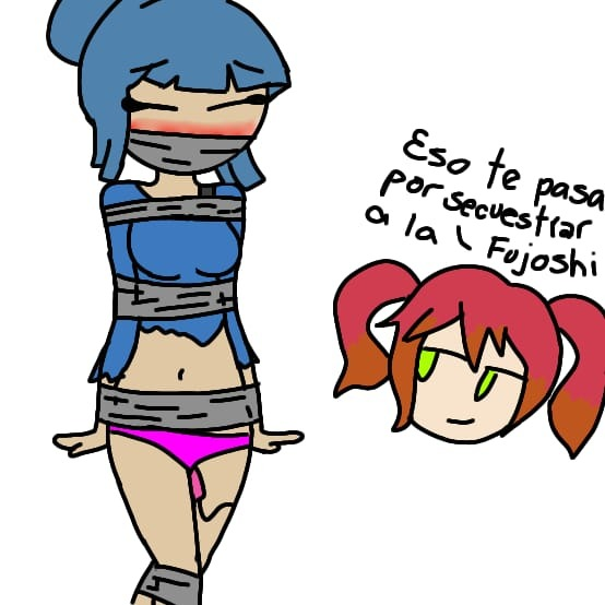 2girls abby_(fnafhs) blue_hair bondage embarrassed female female_only femdom femsub fhs fhsz3r0 fnafhs fnafhs_z3ro gag gagged lily_(fnafhs) mouth_closed mouth_gag multiple_girls panties pink_panties restrained spanish_text tape tape_bondage tape_gag taped_arms taped_legs taped_mouth text underwear vibrator vibrator_under_panties yuri