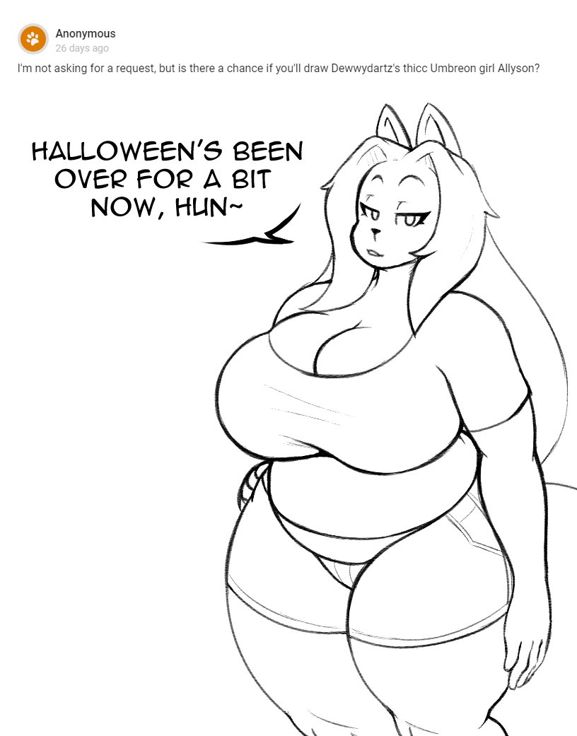 allyson_(dewwydartz) big_breasts digitalpelican feline female furry hand_on_hip hourglass_figure looking_at_viewer shorts thick_thighs