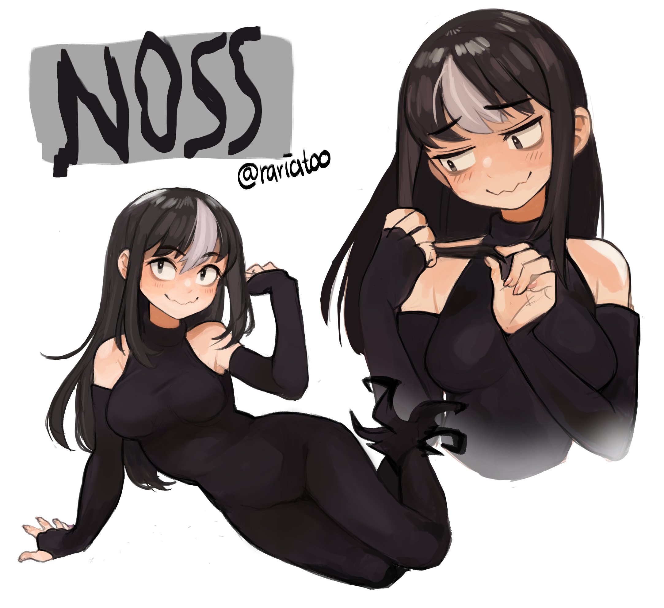 bare shoulders, breasts, cute, female, goth, hi res, mob face, monster girl, noss the nosferatu (crap-man), original, original character, suizilla, thighs, tight clothing, vampire, white background
