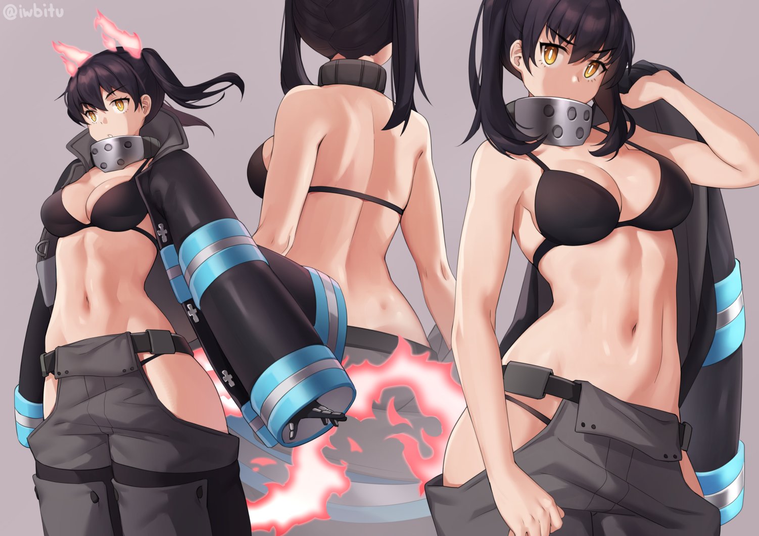 1girls, ass, bra, breasts, cleavage, enen no shouboutai, female, female only, fire force, iwbitu, kotatsu tamaki, panties, tagme