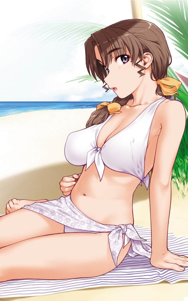 1girls beach big_breasts bikini bow braided_hair brown_hair busty female female_only front-tie_bikini front-tie_top game_cg hair_ribbon kiriyama_taichi kyoko_(sweet_home) large_breasts lipstick looking_at_viewer mature mature_female mature_woman milf mole mole_under_eye morobashi_kyouko moroboshi_kyouko navel official_art pink_lipstick purple_eyes sarong sitting solo sweet_home swimsuit voluptuous white_bikini