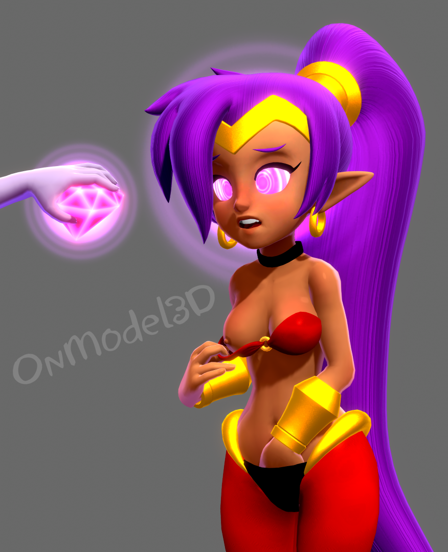 2girls 3d bra female female_only hand_down_pants hypnosis hypnotic_eyes hypnotized masturbation multiple_girls offscreen_character onmodel3d risky_boots self_upload shantae shantae_(character) smooth_skin solo_focus swirly_eyes wayforward