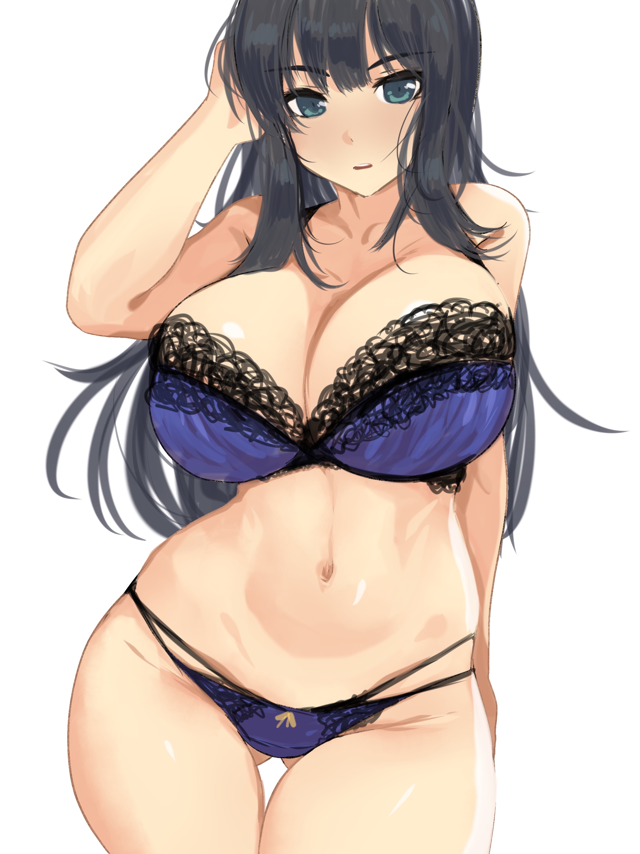 1girls, 2021, big breasts, bra, breasts, female, female focus, female only, ikaruga (senran kagura), kumako (kumakonoh), looking at viewer, panties, purple bra, purple panties, purple underwear, senran kagura, simple background, solo, solo female, solo focus, underwear, white background