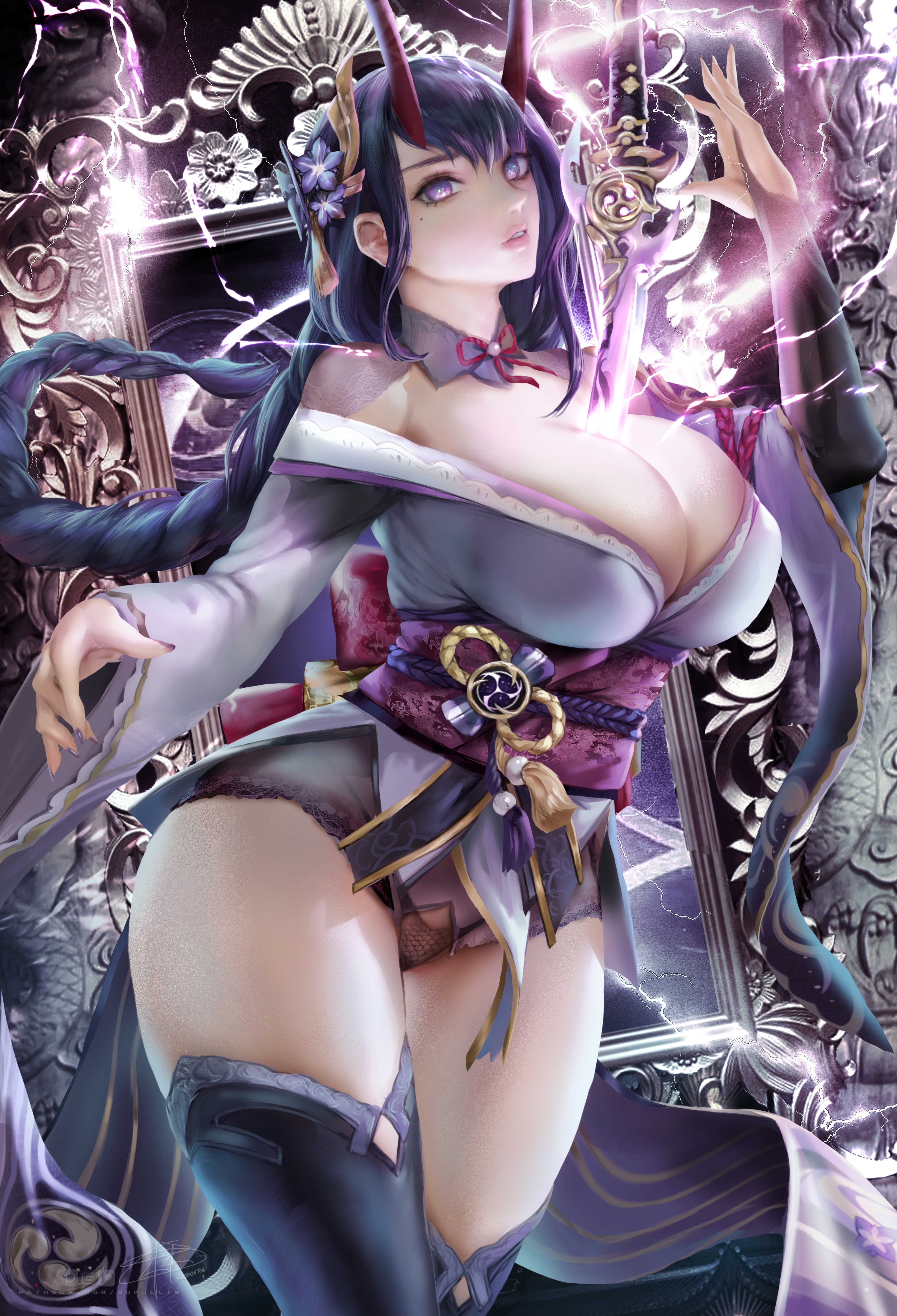 breasts, female, genshin impact, huge breasts, raiden shogun, realistic, supullim, thick thighs