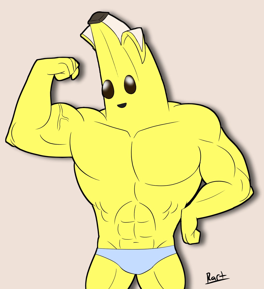 abs anthro flexing food_creature fortnite fortnite:_battle_royale male male_only muscles muscular muscular_male pecs peely rahzyart solo thong topless underwear video_games