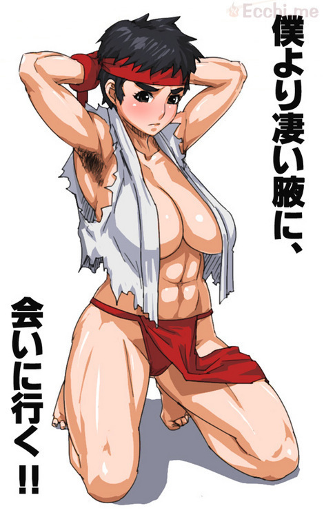 1girls abs armpit_hair armpits arms_behind_head arms_up black_eyes black_hair blush breasts capcom female female_armpit_hair female_focus female_only fundoshi headband huge_breasts human kneeling midnight_bliss muscle muscles muscular muscular_female open_clothes rule_63 ryu_(street_fighter) short_hair solo solo_female solo_focus straight_hair street_fighter torn_clothes usatarou