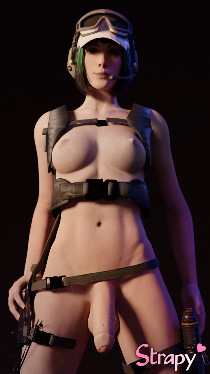 1futa, 3d, areolae, breasts, ela (rainbow six), flaccid, foreskin, futa only, futanari, intersex, looking at viewer, nipples, penis, rainbow six, rainbow six siege, solo, tagme, tom clancy, uncircumcised, uncut