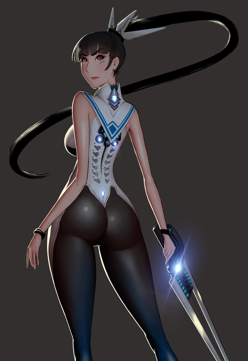 ass, black hair, eve (stellar blade), female, long legs, playstation, playstation 5, solo, sony, sony corporation, sony interactive entertainment, stellar blade