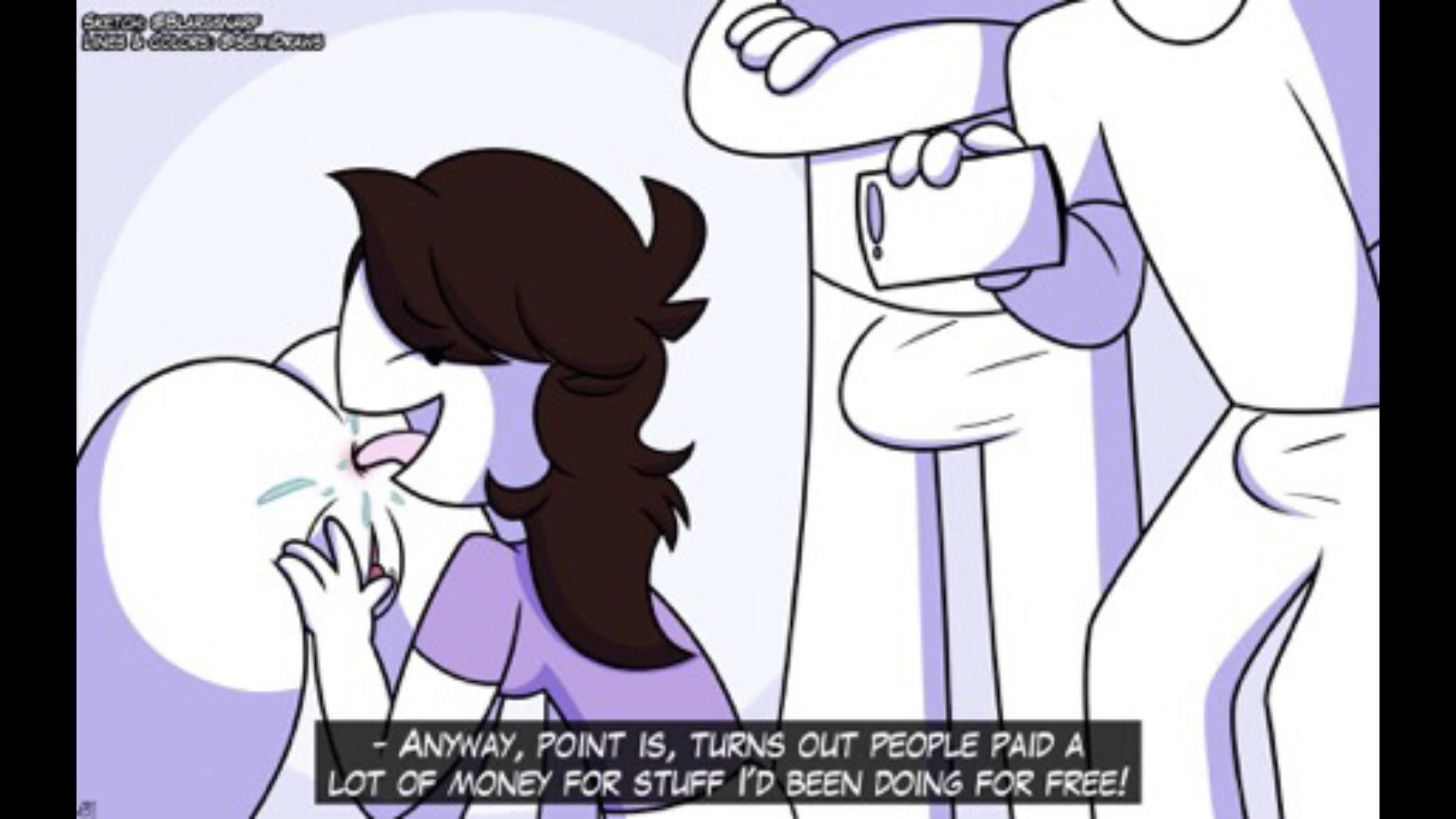ass, asshole, blargsnarf, boner, boner in pants, brown hair, casual, cellphone, clothed, clothing, electronics, female, female rimming female, happy, human, jaiden, jaiden animations, jaidenanimations, licking, licking ass, male, pale skin, pussy, pussy juice, recording, rimjob, rimming, rimming female, semidraws, text, youtube, youtuber, yuri