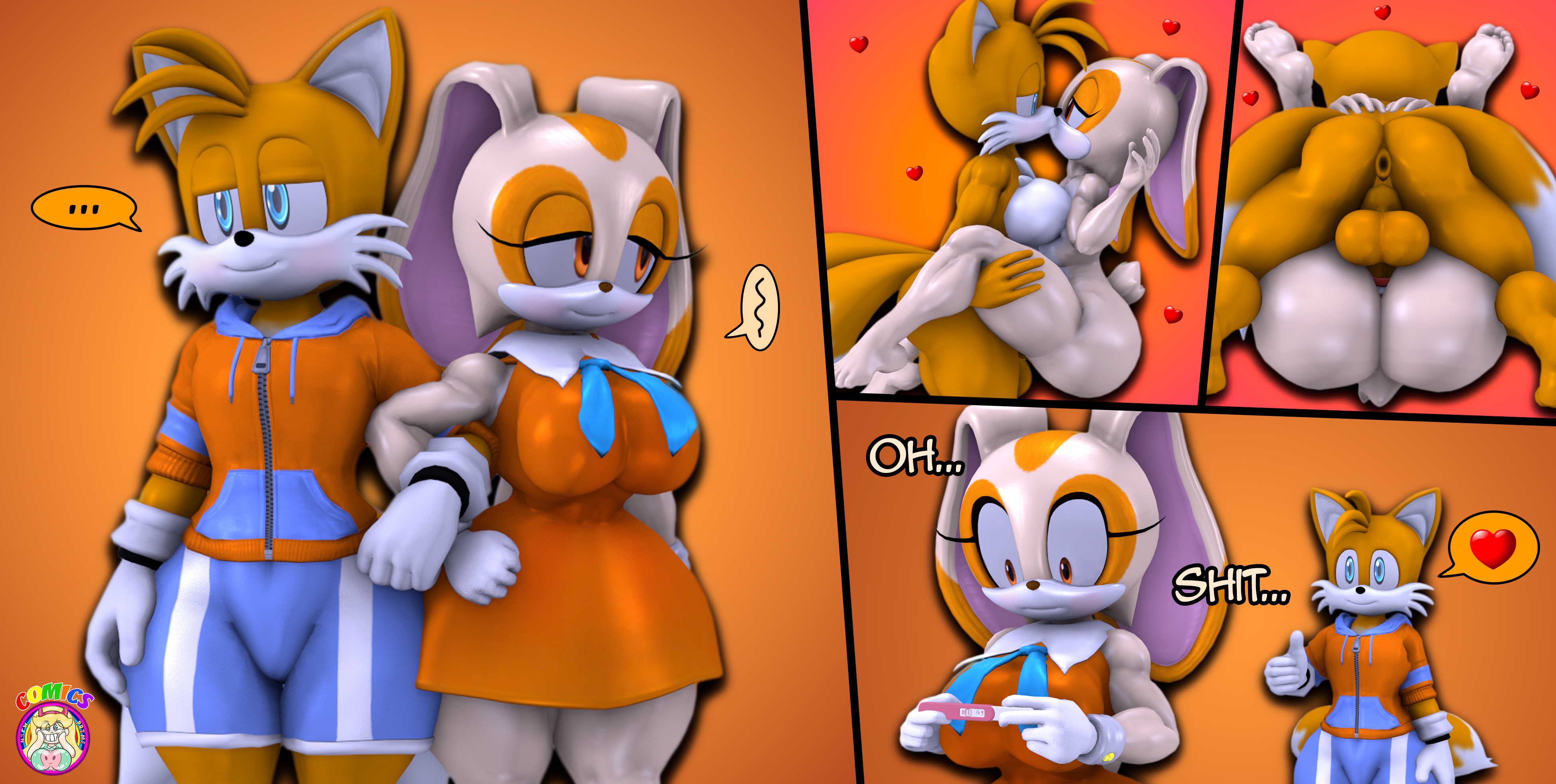 1boy, 1girls, 3d, accidental pregnancy, anthro, balls, big ass, cream the rabbit, english text, female, fox, impregnation, male, male/female, mating press, patreon release, pregnant, pussy, rabbit, romantic, romantic couple, sega, sonic (series), speech bubble, spoken heart, straight, tagme, tails, tails the fox, text, theashsfm, twink, twink on female, twink/female, vaginal, vaginal penetration, vaginal sex