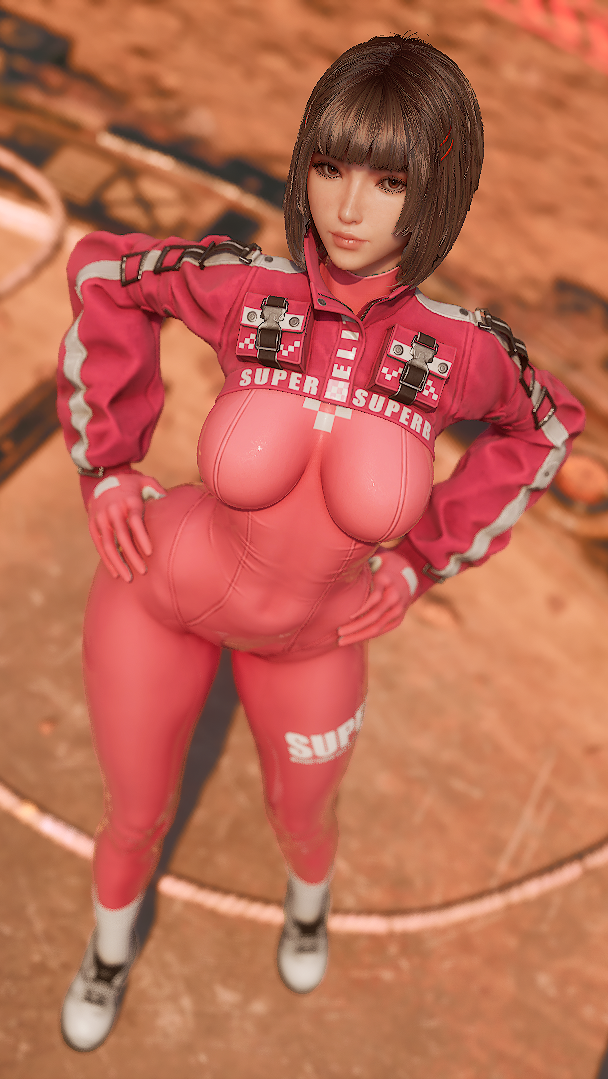 1girls 3d alice_(nikke)_(cosplay) android asian asian_female big_breasts big_thighs blonde_hair bob_cut curvy eve_(stellar_blade) female female_only looking_at_viewer pink_latex robot robot_girl shiny skintight skintight_bodysuit solo stellar_blade thick voluptuous your__waifu