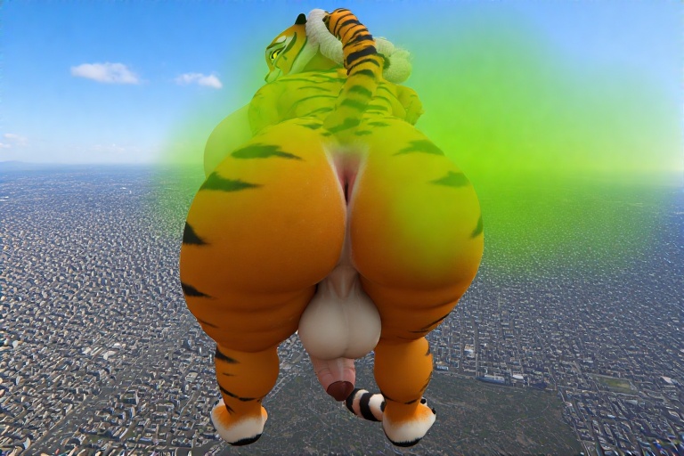 ai_generated anthro back_view ballsack dreamworks farting female futanari giantess kung_fu_panda master_tigress perchance_ai testicles