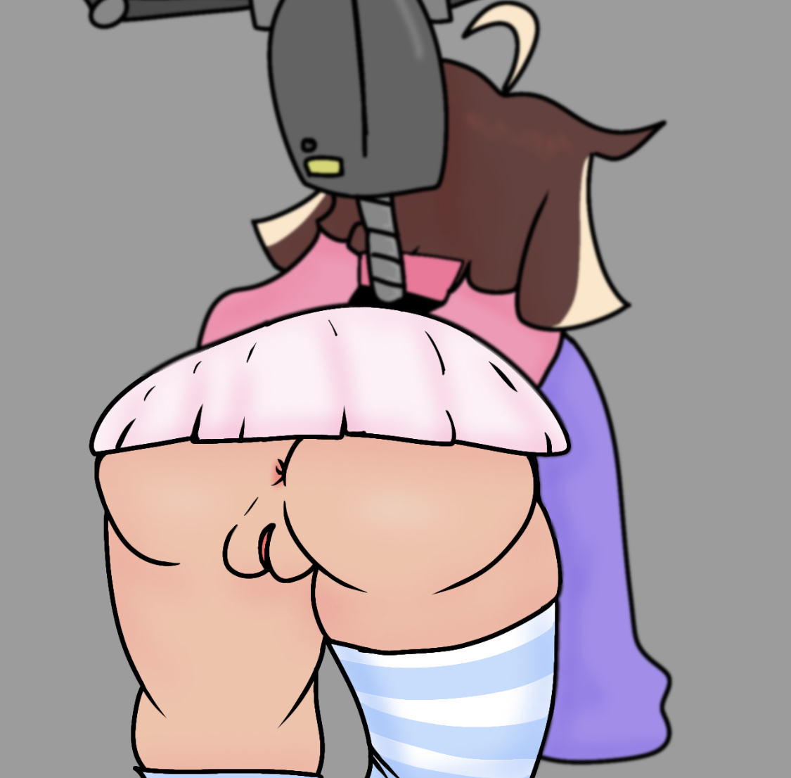 ass, bending over, brown hair, female, friday night funkin, kb (friday night funkin), pussy, qt (friday night funkin), skirt