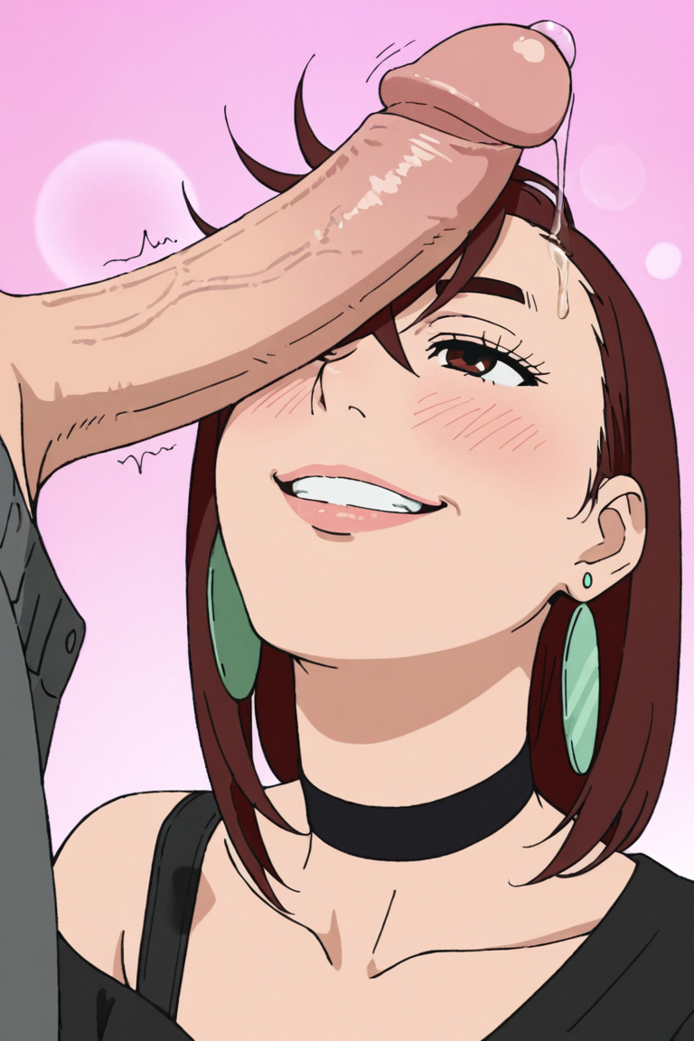 1girls admiring age_difference ai ai_generated ayase_momo big_breasts big_penis black_shirt bra_strap brown_hair busty cheating cheating_female cheating_girlfriend cleavage cute dandadan earrings envia female imminent_oral looking_at_penis loose_clothes messy_hair momo_ayase muscular muscular_male netorare ntr off_shoulder older_male plain_background precum precum_drip thick_penis younger_female