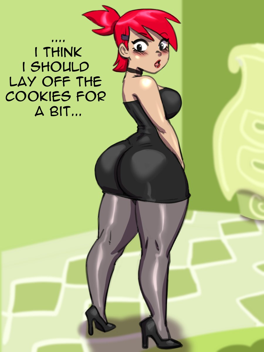 1girls, ass, big ass, big breasts, black dress, black eyes, blush, breasts, bubble ass, bubble butt, choker, clothing, darkeros13, dress, english, english text, female, female only, footwear, foster's home for imaginary friends, frankie foster, frankie foster (black dress), full body, hair, hair ornament, hairclip, heels, high heels, huge ass, leggings, legs, legwear, mature, mature female, neckwear, red hair, short dress, solo, solo female, text, thighs, tied hair, tight clothing, tight dress