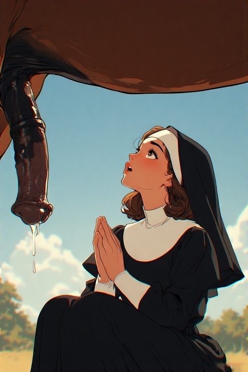 ai_generated anime_style equine horse_penis horsecock horsegirl nun nun&#039;s_habit nun_outfit perchance_ai zoophilia